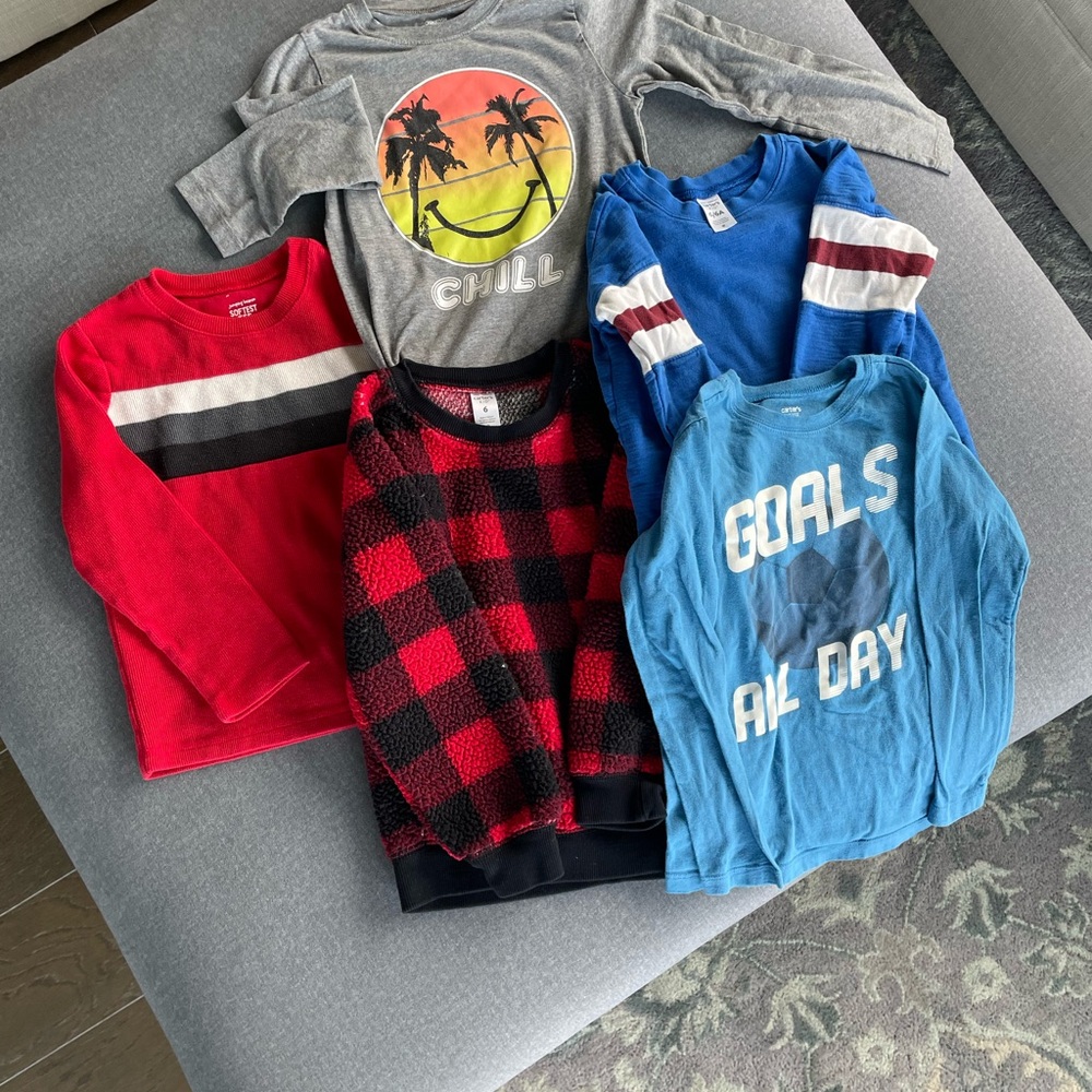 Boys Set of 5 Long Sleeve Shirts Size 6